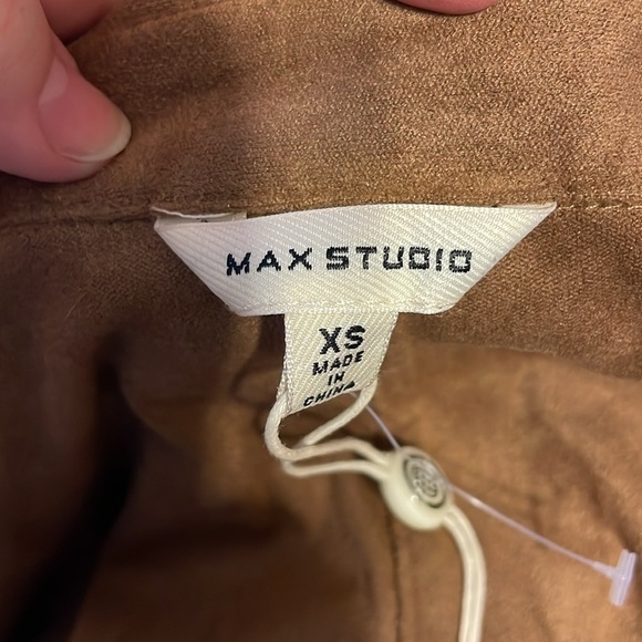 Max Studio Vicuna Brown Faux Suede Shacket Button Front size XS - Picture 5 of 14